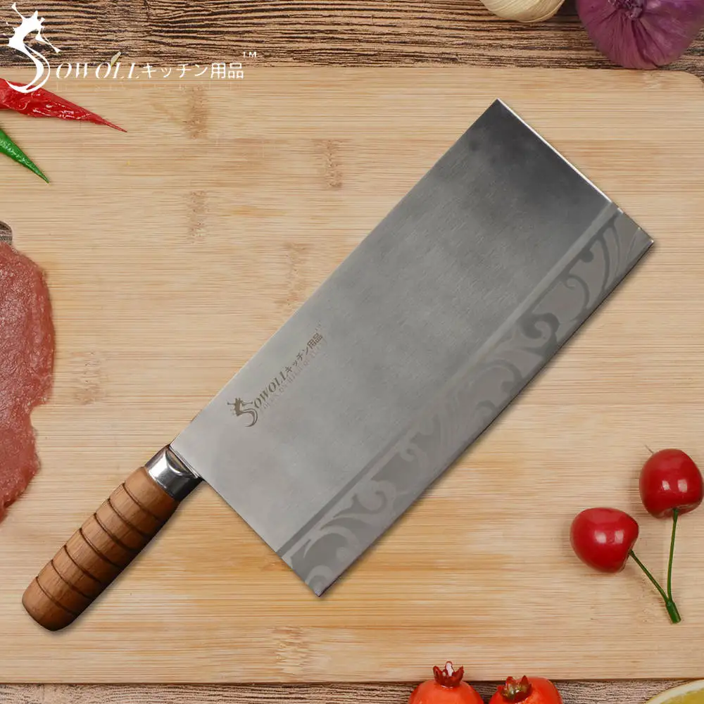 SOWOLL 9 дюймов Пособия по кулинарии инструмент Цвет деревянной ручкой 4CR14 Нержавеющая сталь Ножи Топ Класс Кухонные нож ручной работы лучшая разделочная Ножи