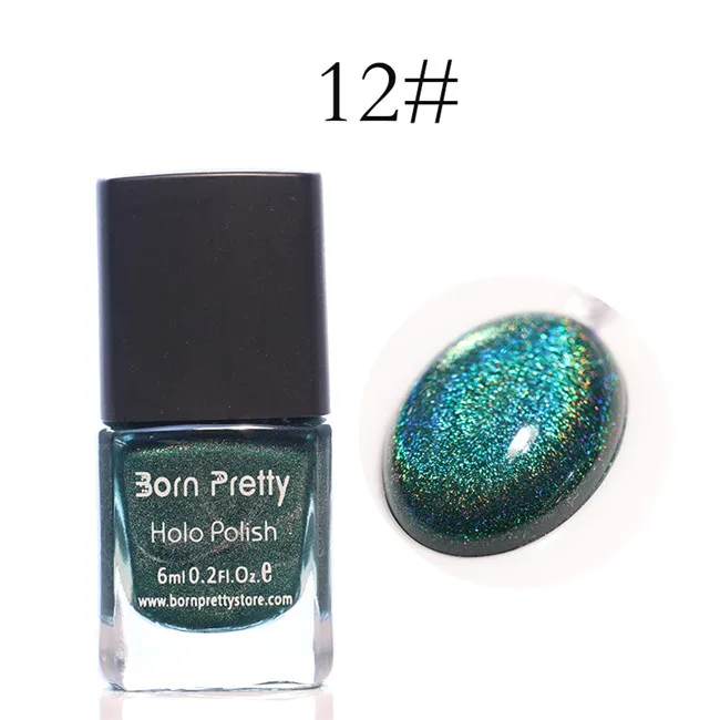 Color 12 BORN PRETTY 6 мл голографический лак для ногтей голографический мерцающий блеск для маникюра Лак для ногтей лак для ногтей - Цвет: Color 12