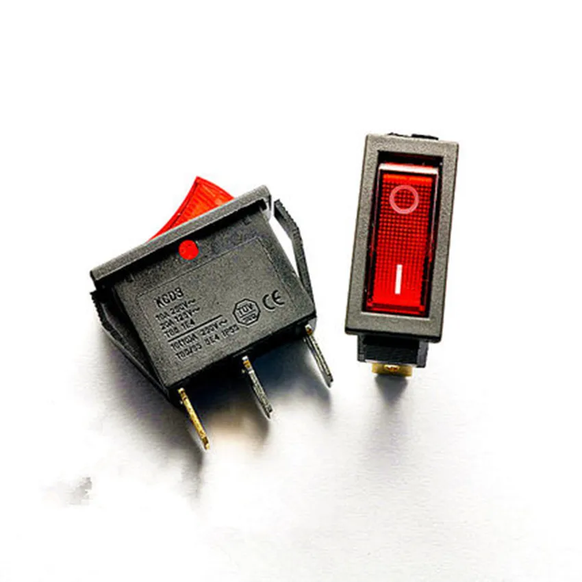 5 шт./лот красный светодиодный индикатор 3 контакта SPST вкл/выкл лодка кулисный