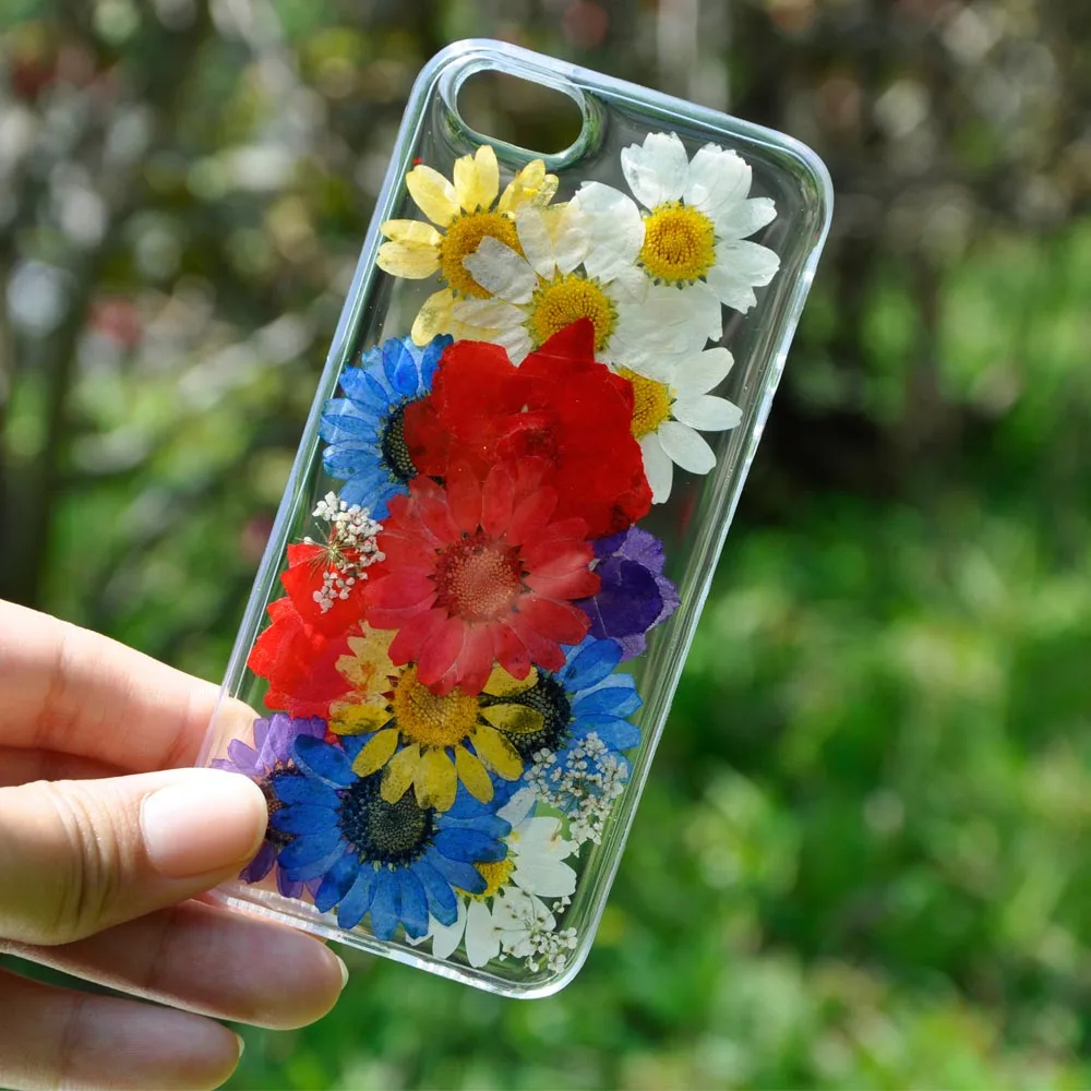 Boxkeya Чехлы ручной работы с натуральными сушеными цветами для iphone X, 6 S, 7, 7 Plus, 8, 8 Plus, 5S, Прозрачная мягкая задняя крышка из ТПУ - Цвет: 1