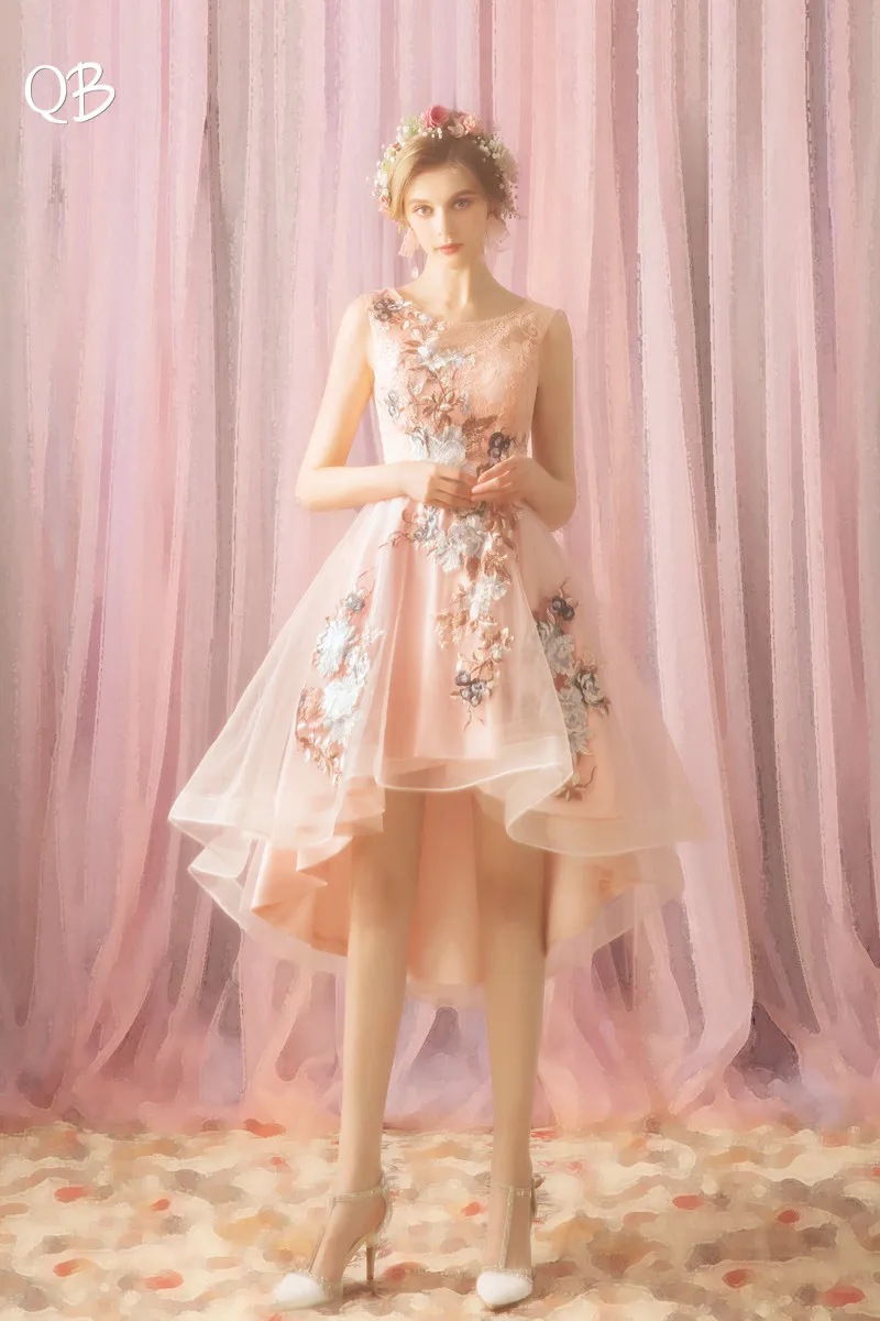 Бальное платье с высоким и низким кружевом из тюля Роскошные элегантные