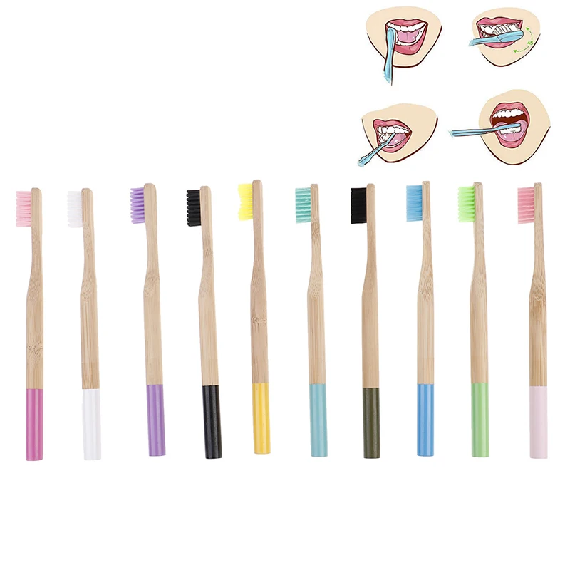 

Environmentally Wood Rainbow Toothbrush Bamboo ToothBrush Fibre Wooden Handle Tooth brush Whitening