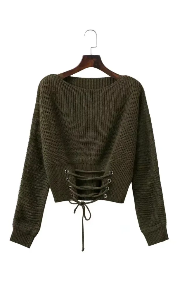 fashion spring new women's sweater lace waist thin pullover bottoming | Женская одежда
