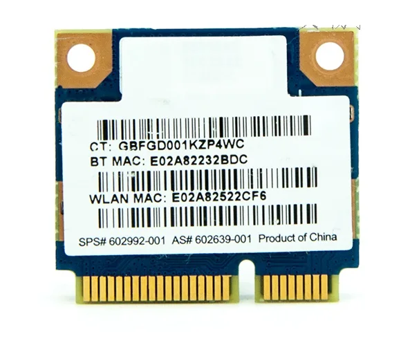 Ralink RT3090BC4 300 / 802.11b/G/N PCI-E WIFI  Bluetooth 3, 0    HP SPS:602992-001