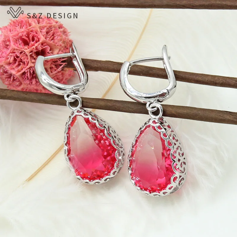 Набор ювелирных изделий S &amp Z из циркония и стекла Длинная водяная капля