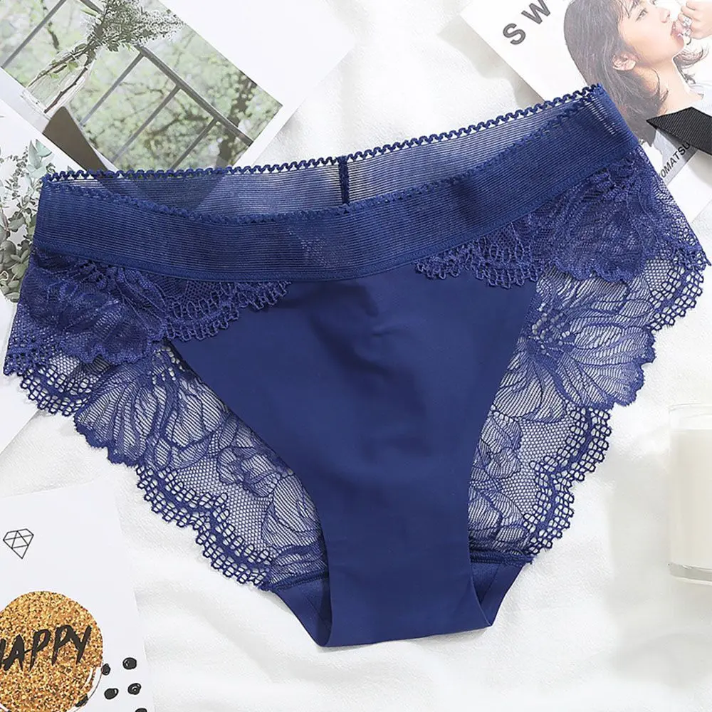 

Plus Size Women's Underpants Female Panties Comfort Intimates Lace Underwear Briefs Ice Silk Hollow Out sexy Lingerie