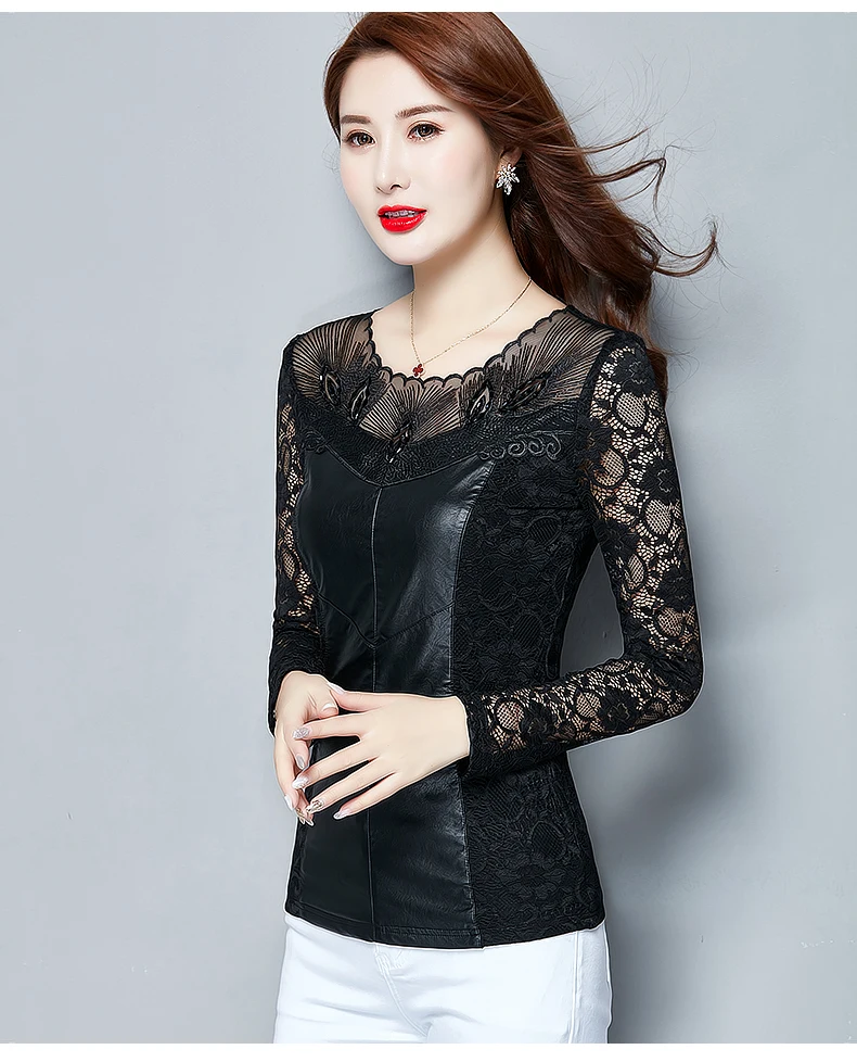 Кружевная приталенная рубашка Весенняя женская новинка 2018 Корейская версия