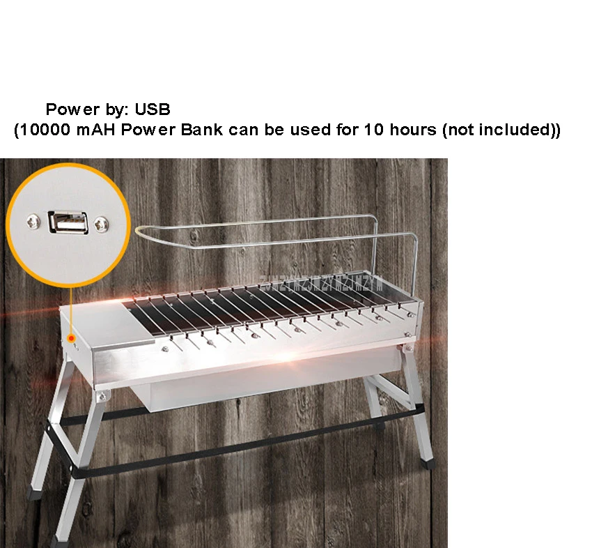 Барбекю гриль из нержавеющей стали складной USB Электрический уголь автоматический Флип барбекю плита для пикника на открытом воздухе кемпинга дома сада