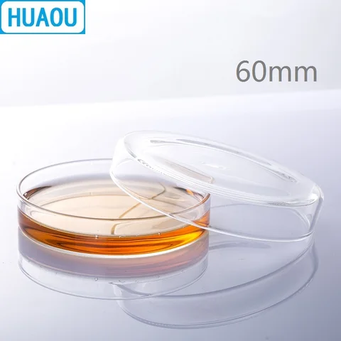 HUAOU 60 мм бактериальная тарелка Петри, боросиликат 3,3, стекло, лабораторное химическое оборудование
