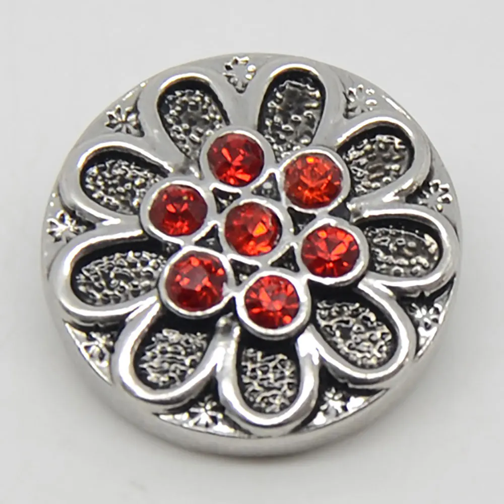 

Red Crystal Styles Metal Snap Button Charm Jewelry For Women Men