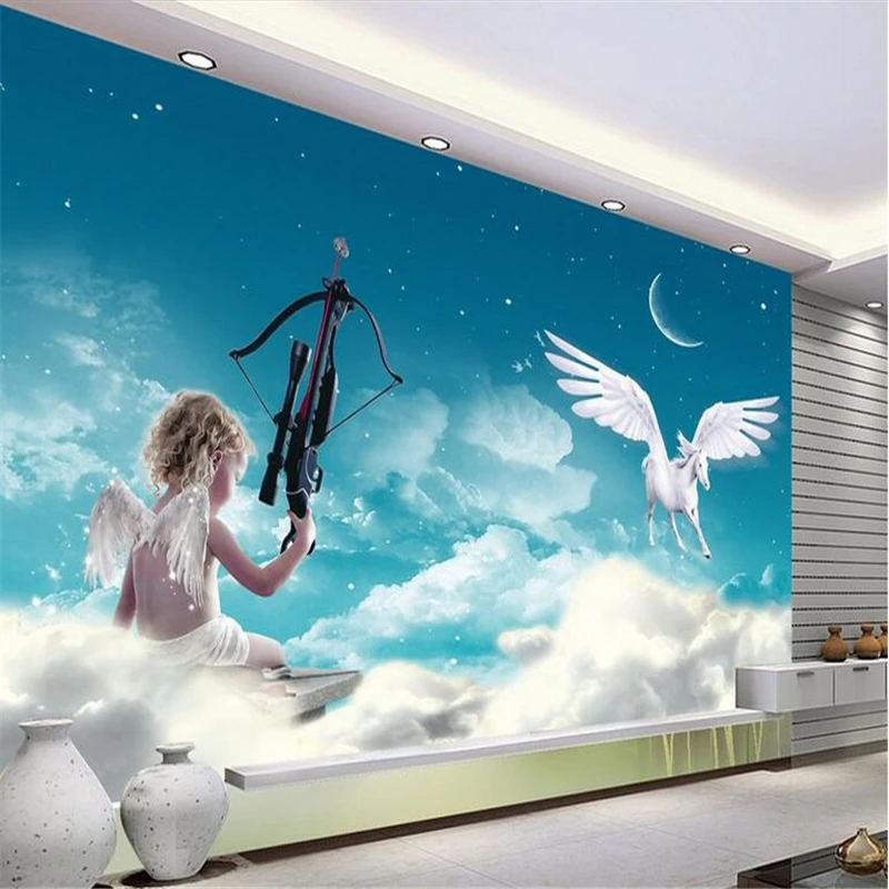 

beibehang wallpaper for walls 3 d Custom Wall Stickers Large Wall Fresco Cupid Sky TV Backdrop papel de parede wall paper