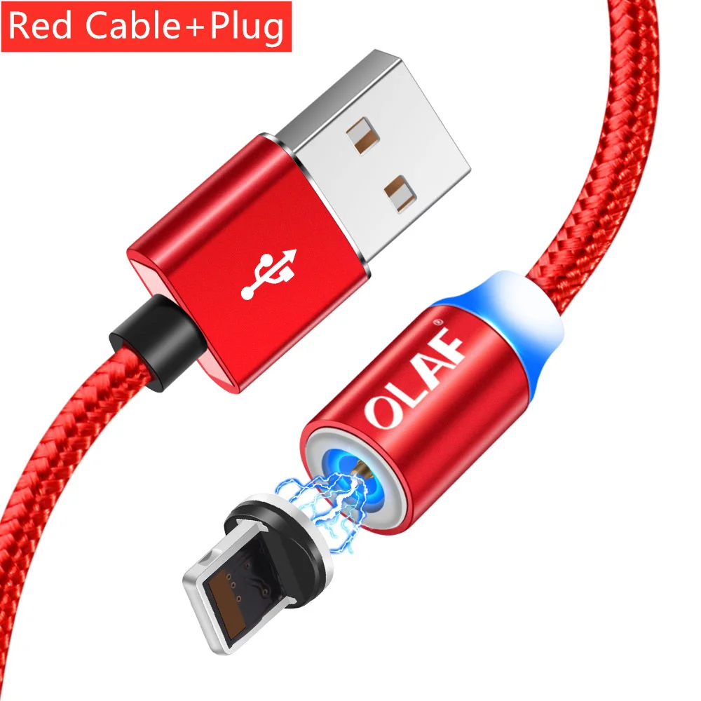 Red Магнитный usb-кабель Олаф 1 м 2 м нейлоновый Магнитный кабель для быстрой зарядки Micro USB type-C для iphone 7 X Xs Max samsung S9 huawei Xiaomi - Цвет: Red