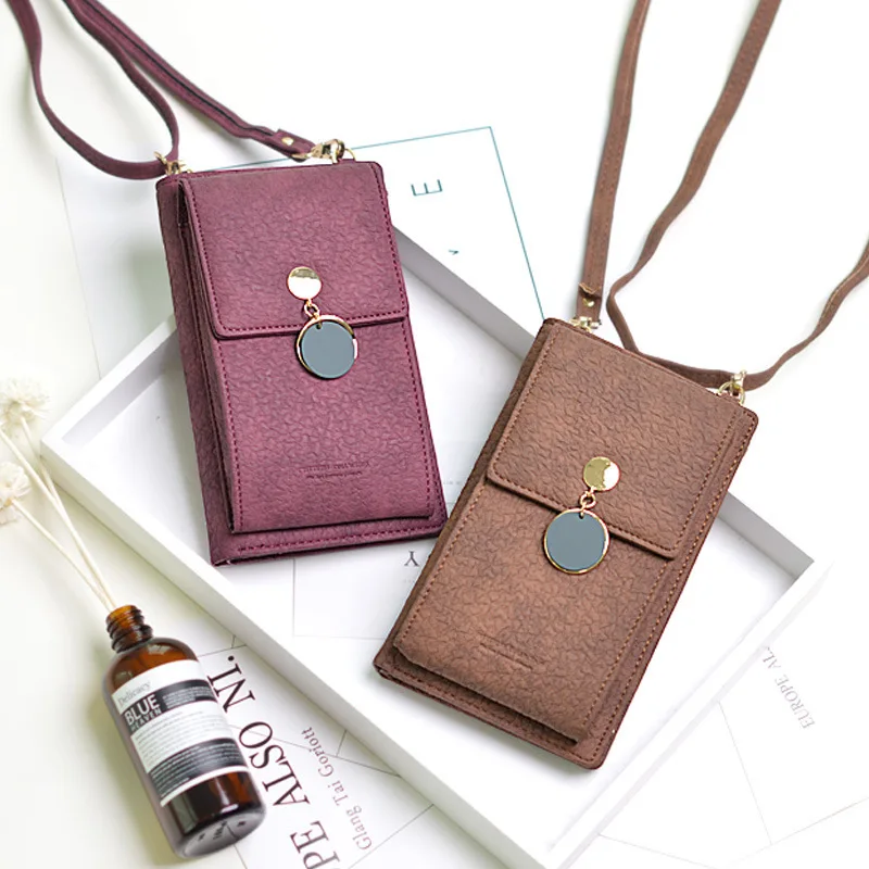 Мини сумка на плечо для женщин кошелек с отделением карт телефона модные кожаные