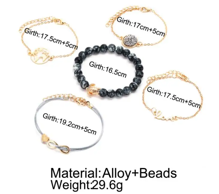 Комплект женских браслетов 5 шт./компл. модные золотые браслеты с круглыми