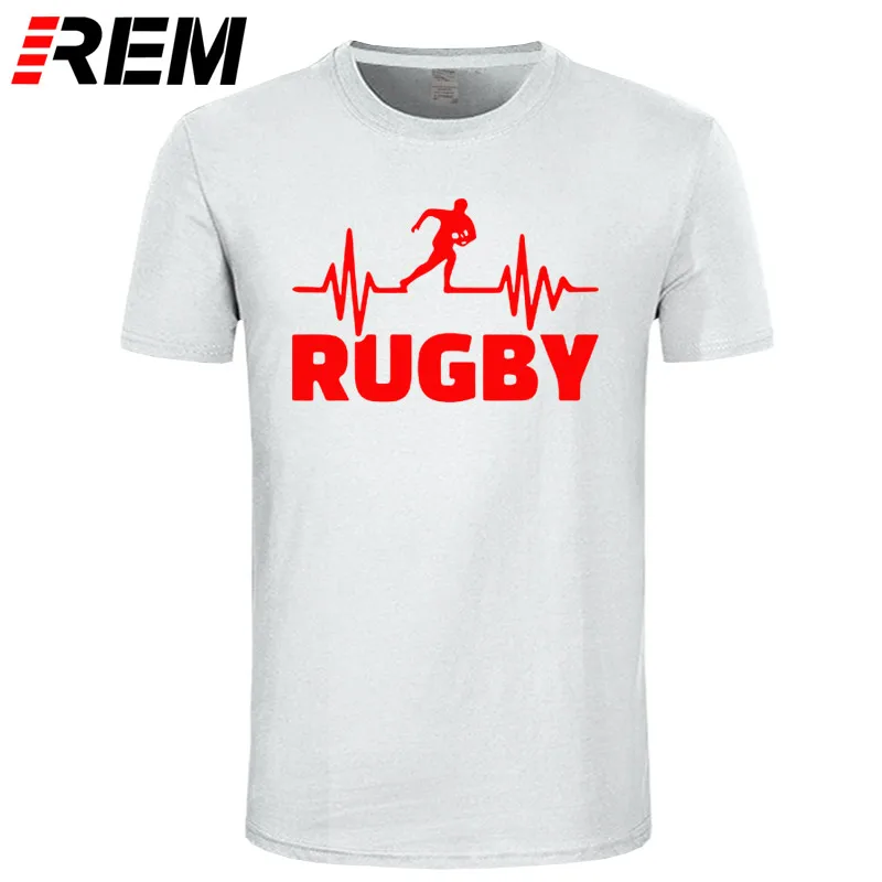 Heartbeat Of Rugbying, футболки для мужчин, летняя мода, короткий рукав, футболка, хлопок, Забавный принт, топы, спортивные мужские футболки