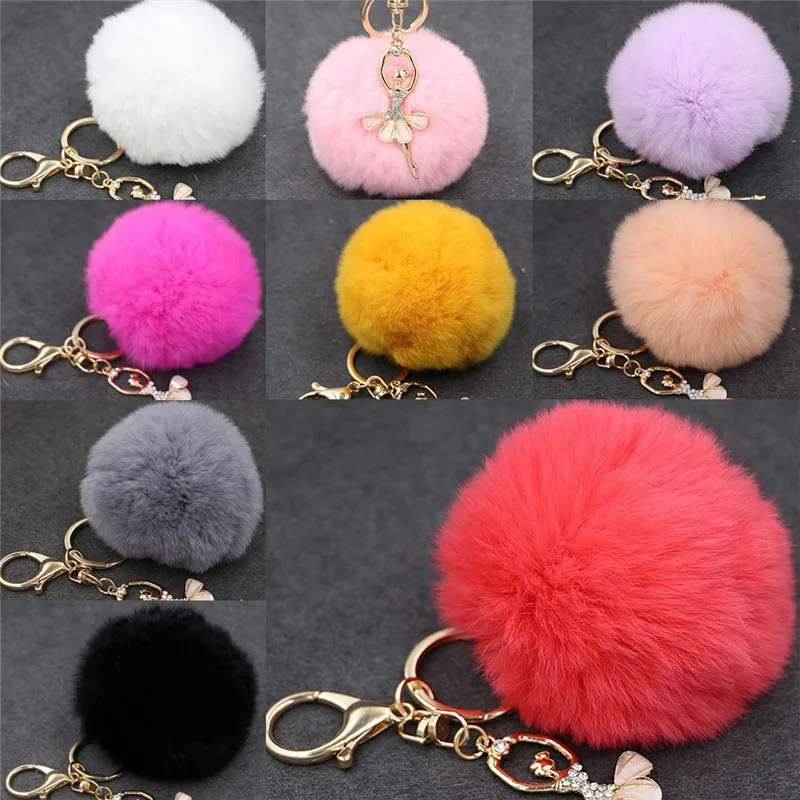 Новый Кролик меховой шар брелок сумка кулон шарик плюшевый балетная цепочка для