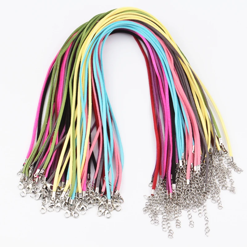 

3mm 17-18inch 20pcs/lot Mix Color Suede Cord Necklace Materials To Make Necklace Colares Cuerda Accessories Diy Jewelry Fittings