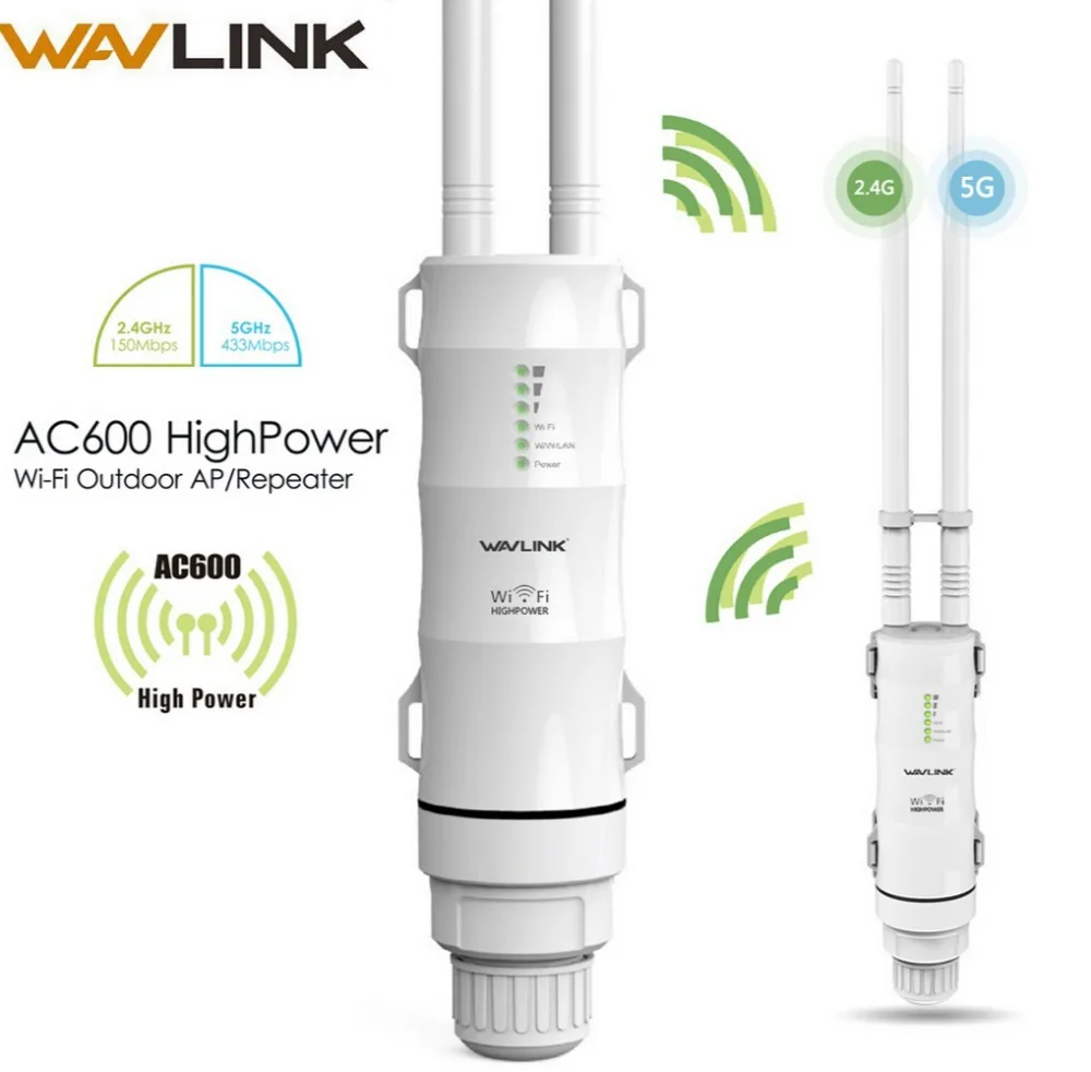 Wavlink 5 ГГц открытый wifi диапазон расширитель 600 Мбит/с высокой мощности 12dbi антенна усилитель водонепроницаемый wifi маршрутизатор/ретранслятор точка доступа