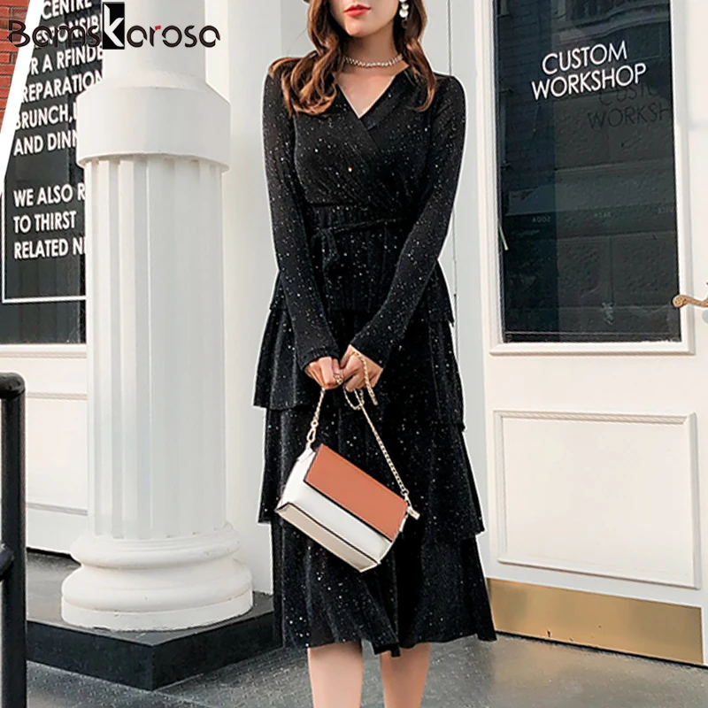 Женское сексуальное платье с длинным рукавом элегантные вечерние платья