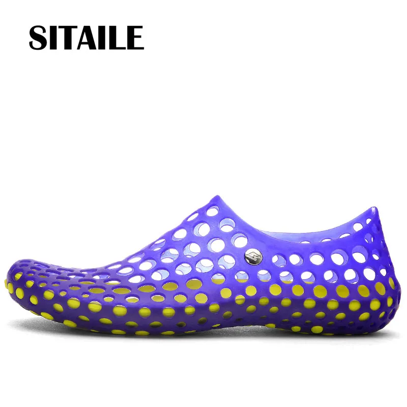 SITAILE 2017 Лучшие Продажи Марка Повседневная Пляжные Тапочки Твердые Slip On PVC Удобные