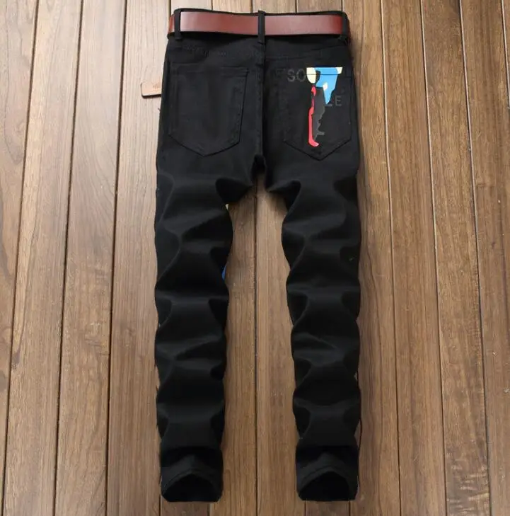 Personal digital printing cheap jeans men biker trousers male denim pants masculino motorcycle fashion designer | Мужская одежда