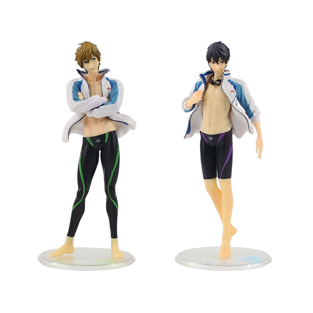 25 см 2 стиля аниме бесплатно! Iwatobi swim Club Харука нанасе Тачибана Макото ПВХ фигурка модель игрушки куклы мальчики лучшие подарки