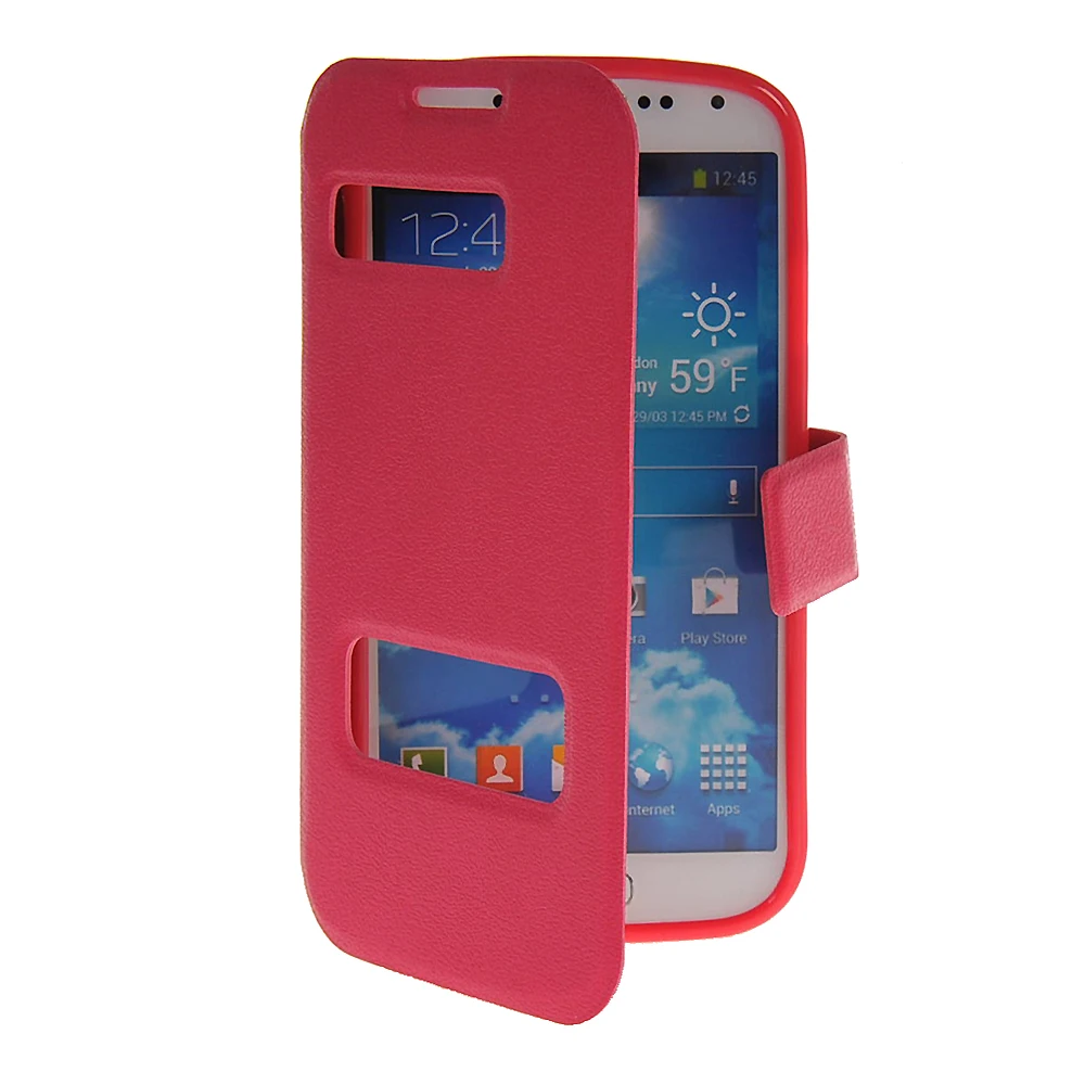 Двойные окно из искусственной кожи 5.0For samsung Galaxy S4 чехол для samsung Galaxy S4 I9500 I9505 I9508 чехол для задней панели сотового телефона чехол