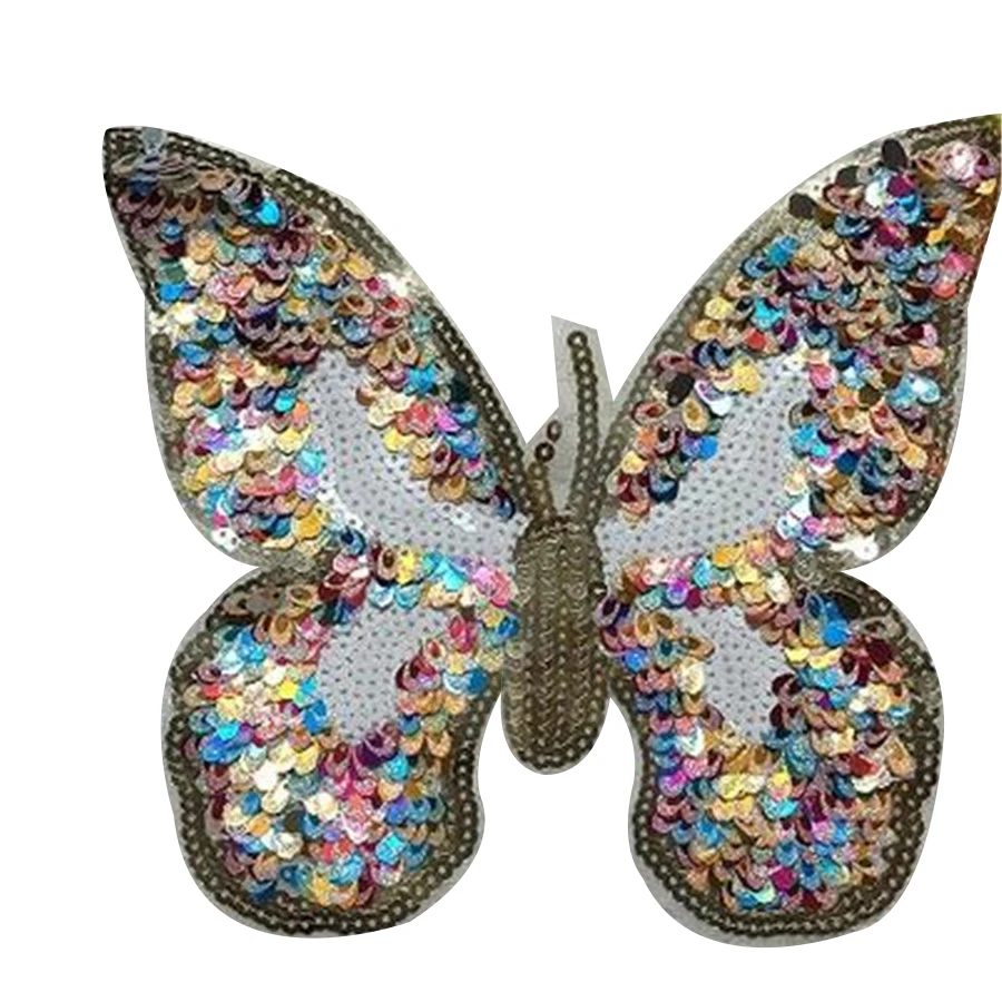 Clothing Women Shirt Top Diy Large Patch Butterfly Color Sequins deal with it T-shirt girls Patches for clothes Animal Stickers