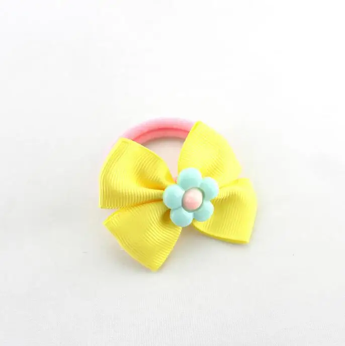 

200pcs/lot Yellow Sunflower RIbbon Flower with elastic rubber band