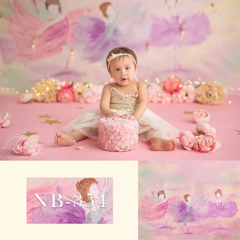 

Newborn Baby Shower Photography Backdrop Spray Paint Girl Ballet Dance Pink Photographic Studio Photo Background Birthday Prop