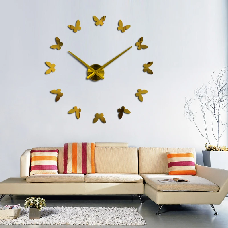 2018 Hot Sale Wall Clock Reloj De Pared Acrylic Mirror Clocks Europe Diy 3d Stickers Large Decorative Quartz Watch Living Room|stickers