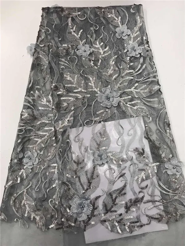 2019 Latest Nigerian Laces Fabrics High Quality 3D Tulle African Fabric Wedding French Lace Material With sequins Beads | Дом и сад