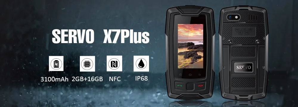 SERVO X7 Plus 2.45" Mini Smartphone LTE IP68 Waterproof Rugged Mobile Phone MTK6737 RAM 2GB ROM 16GB Fingerprint NFC GPS Walkie