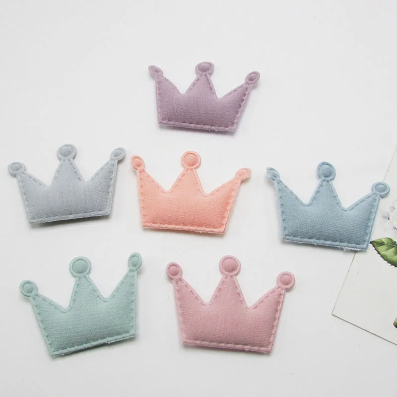 

30pcs/lot 5.2*3.7cm Crown Pads Patches Appliques for Craft Clothes Sewing Supplies DIY Hair Clip Accessories