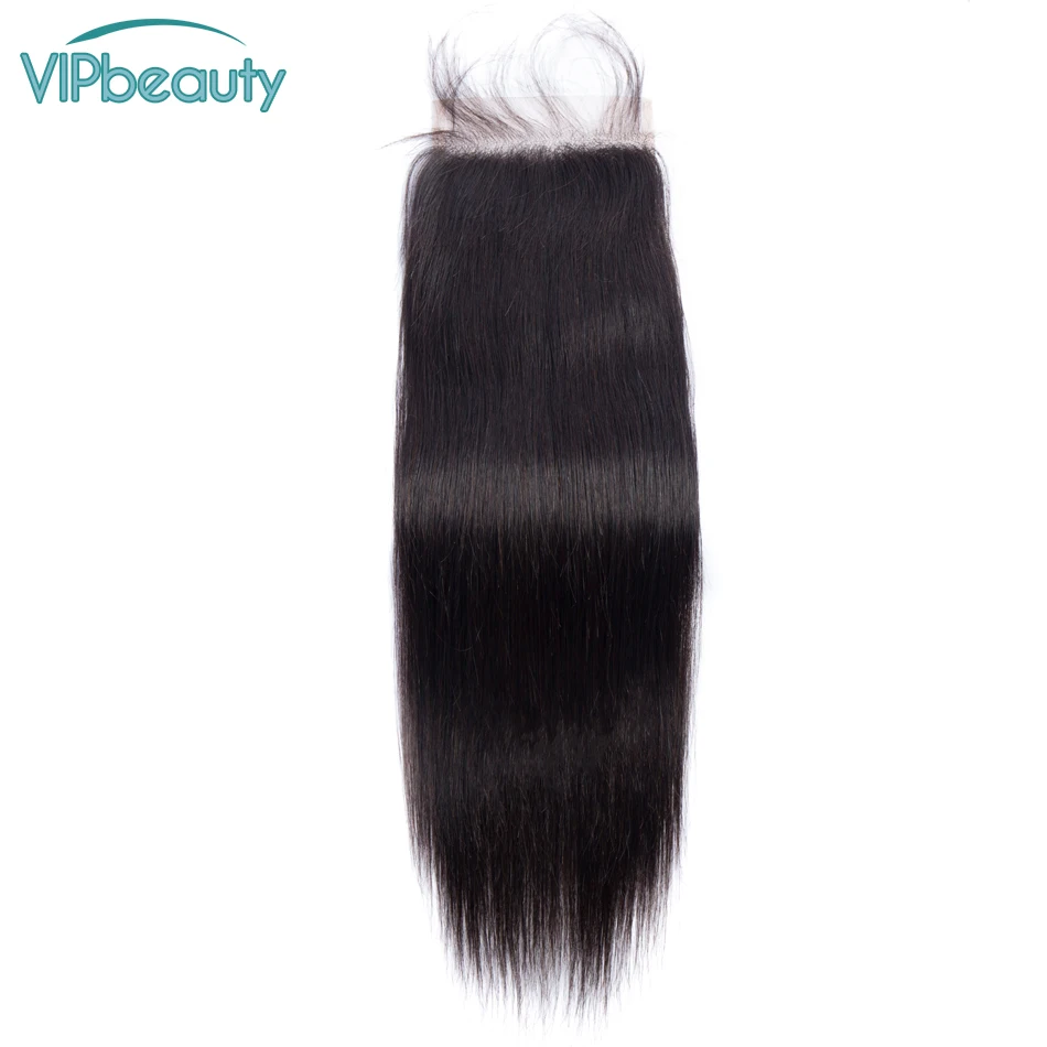 VIPbeauty 5x5 перуанские волосы Remy 100% человеческие прямые предварительно сорванные 1B