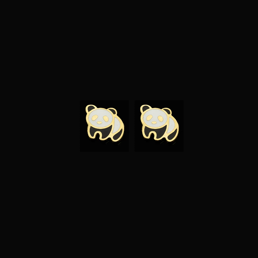 Gold Color Earring Персонализированные очарование панда браслет Для женщин Модные украшения комплект милый животных Медведь Серьги шпильки для дня рождения Best подарок - Окраска металла: Gold Color Earring