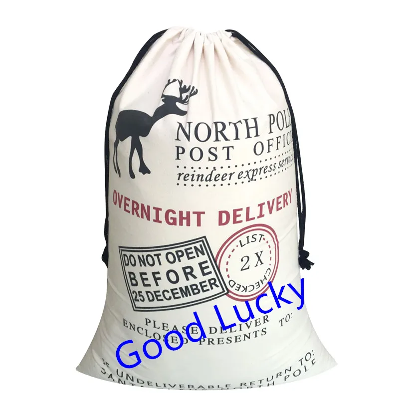 100 штук в партии персонализированные холщовые сумки Санта-Клауса Рождественский