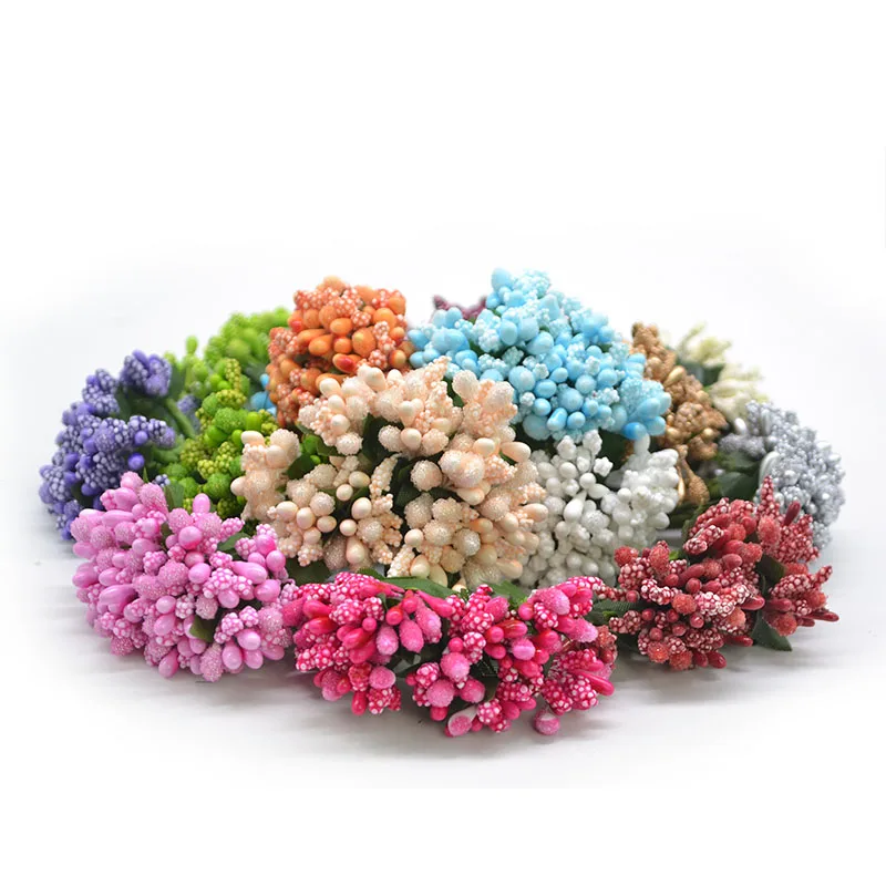 

12Pcs/lot Artificial Flower Stamen Wire Stem Marriage Leaves Stamen DIY Garland Craft Wedding Box Bouquet Decoration