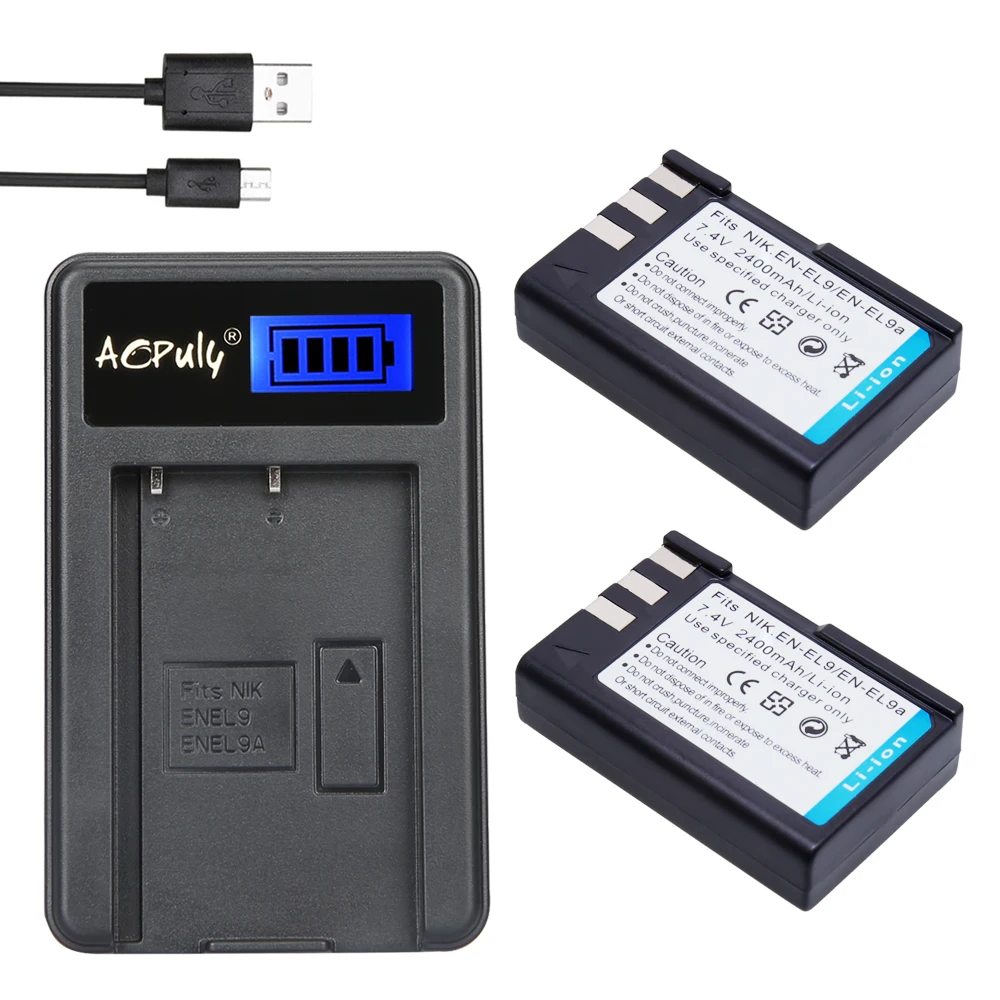 AOPULY 2 * батареи EN-EL9 EN EL9 ENEL9 аккумуляторная батарея для камеры + ЖК-зарядное