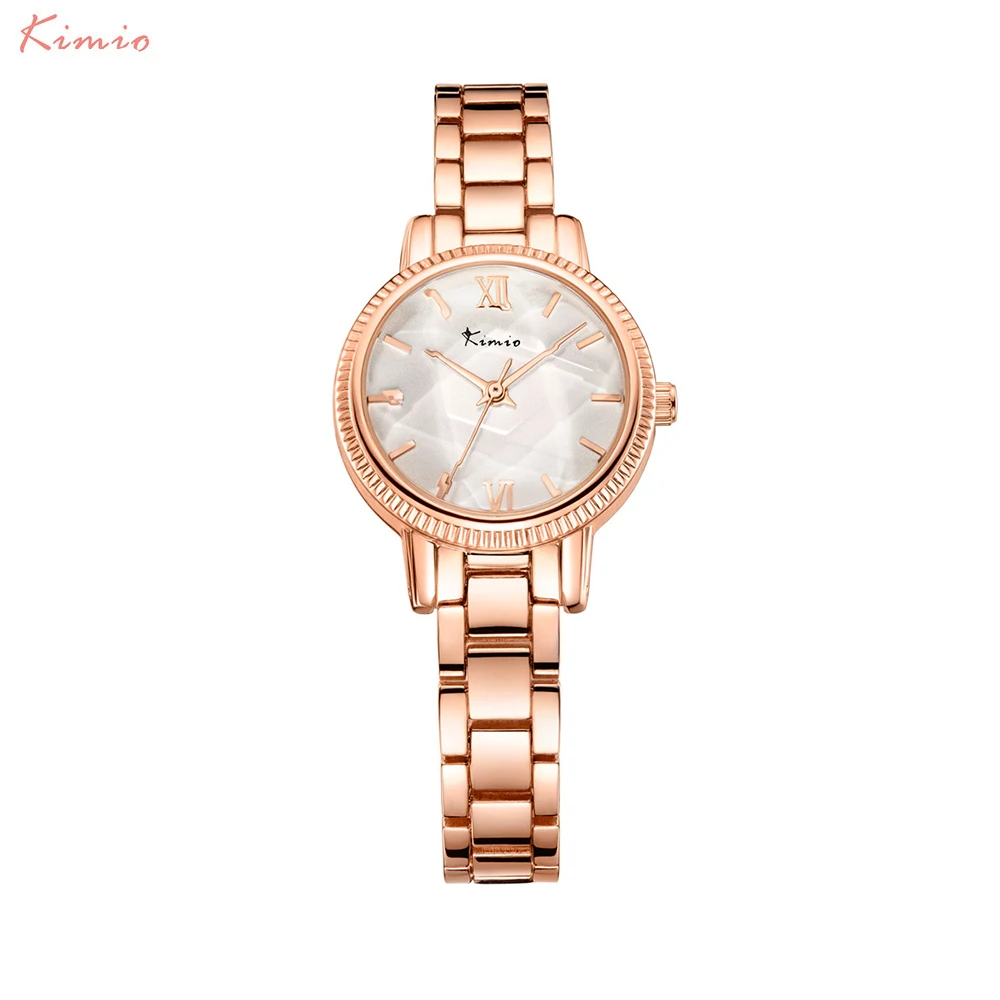 Kimio Женские Часы Топ Люксовый Бренд Полный Нержавеющей Стали Розового золота