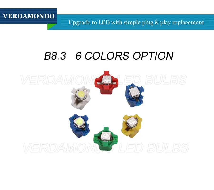 10 шт. B8.3 B8.3D 1 светодиодный 5050 SMD T5 Автомобильная приборная панель, индикатор потепления, клиновой светильник, лампочка, автомобильная лампа, приборная лампа, 12 В постоянного тока