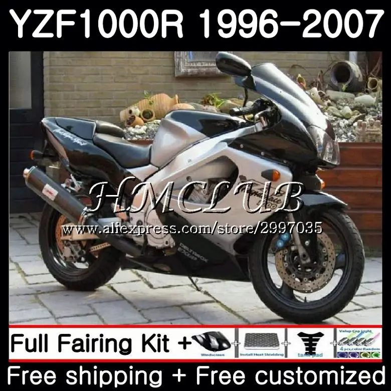 

Thunderace для YAMAHA YZF1000R 96 97 98 99 00 01 21HC.0 YZF 1000R YZF-1000R 1996 1997 1998 1999 2000 2001 обтекатель серебристо-черный