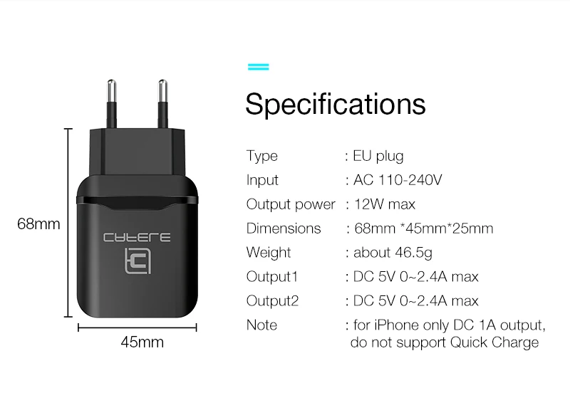 CAFELE EU зарядное устройство с разъемом для путешествий USB 2.4A двойной выход универсальный адаптер зарядное устройство смартфон зарядное устройство с 2 в 1 Выдвижной кабель