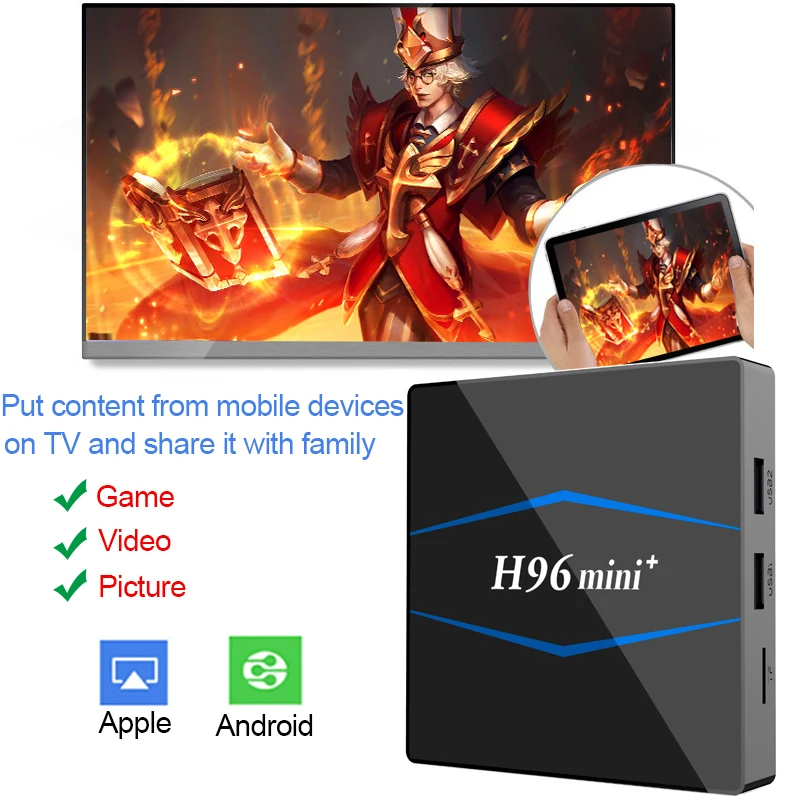H96mini plus TV Box Android 8 1 RK3229 Четырехъядерный 4 k H.265 2 Гб 16 Miracast DLNA wiFi 100LAN HD Giochi Smart Media