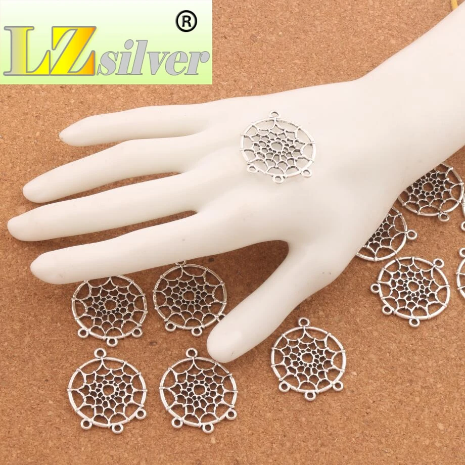 

100PCS zinc alloy Filigree Tribal Dreamcatcher 1-3 Connector Charm Pendant L1624 33.9X28.6mm