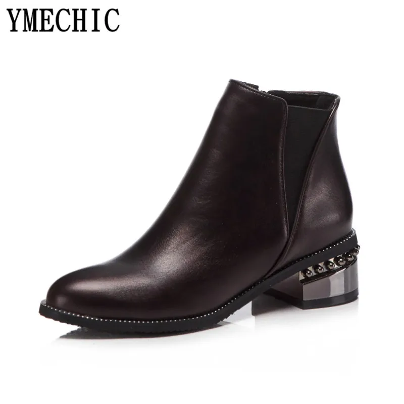Женские ботильоны с заклепками YMECHIC ботинки челси из искусственной кожи в