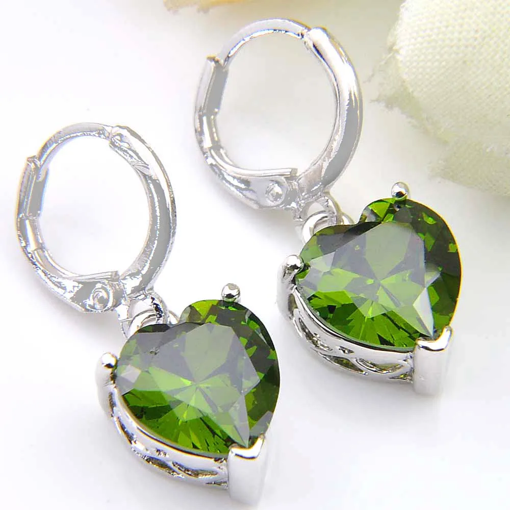 Серьги-подвески Luckyshine в форме сердца из серебра с кубическим цирконием разных