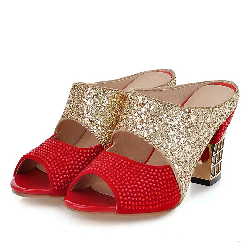 2018 Новая модная летняя женская обувь разноцветные флоковые шлепанцы на Высоком