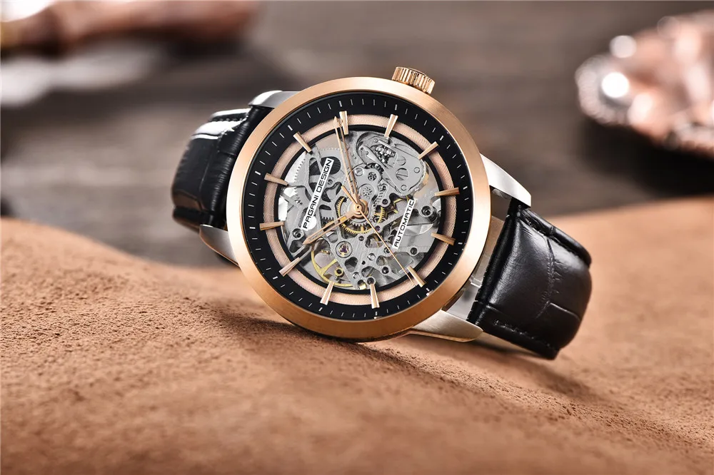 PAGANI, дизайнерские мужские часы, повседневные, модные, водонепроницаемые, кожа, кварцевые часы, мужские, уникальный дизайн, полый календарь, мужские часы