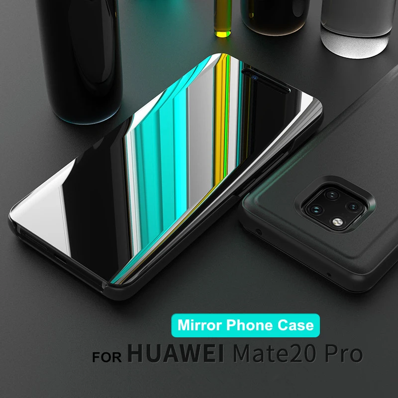 Зеркальный флип чехол с приложением Smart APP для Huawei Mate 8 9 10 Pro кожаный книжка